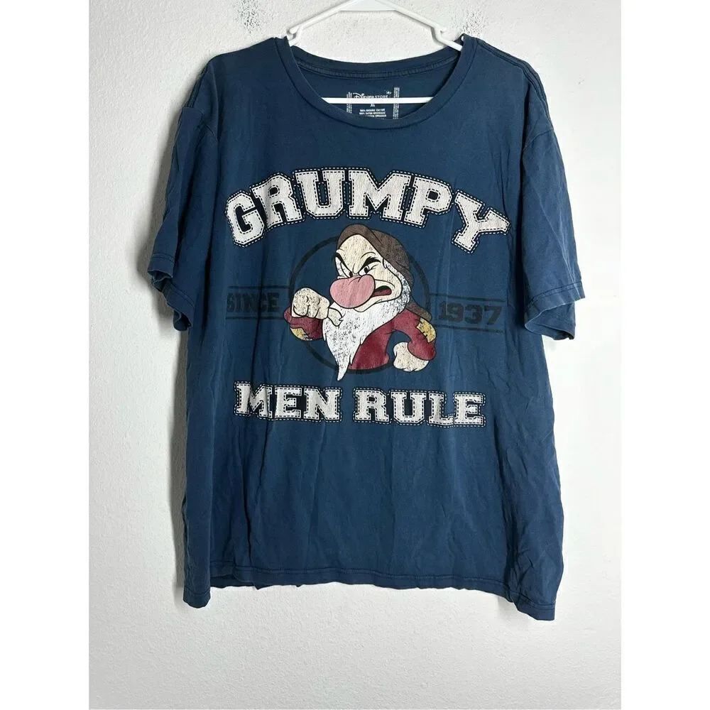 Disney Store Grumpy Men Rule T-Shirt Size XL Blue Red